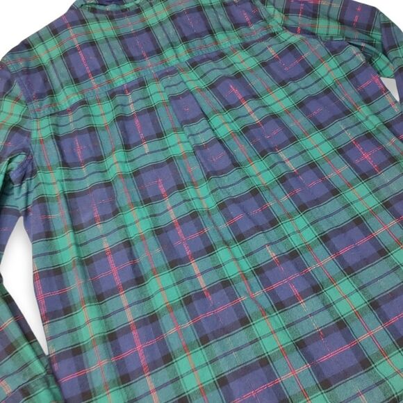 Vintage Victoria Jones Plaid Button Down – Blue/Green Snowman Print - Picture 8 of 9